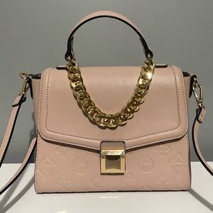 ALDO Nude Monogramed Bag With Gold Chain